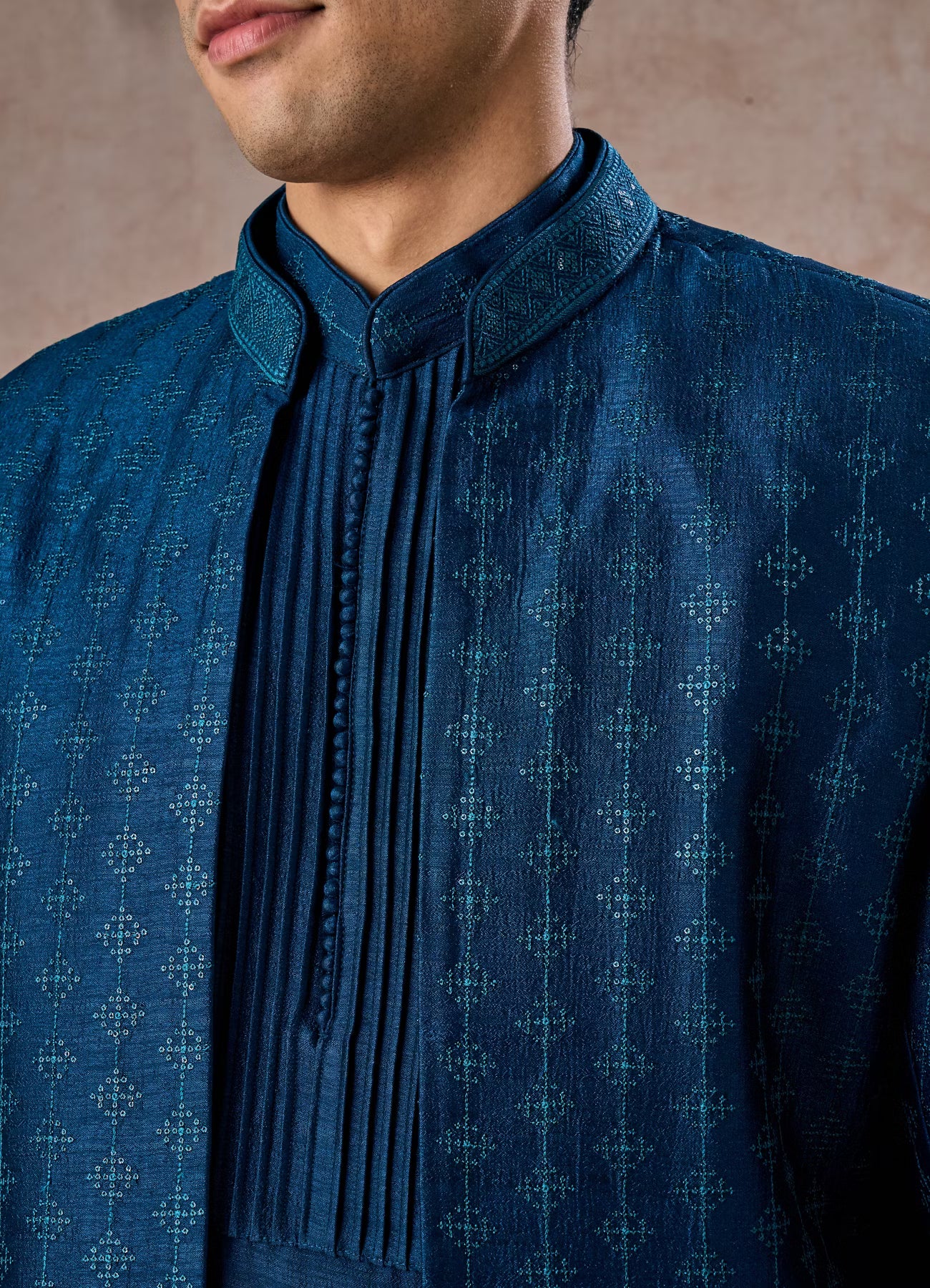Manyavar Teal Blue Elegance Indo Western | Ready To Wear