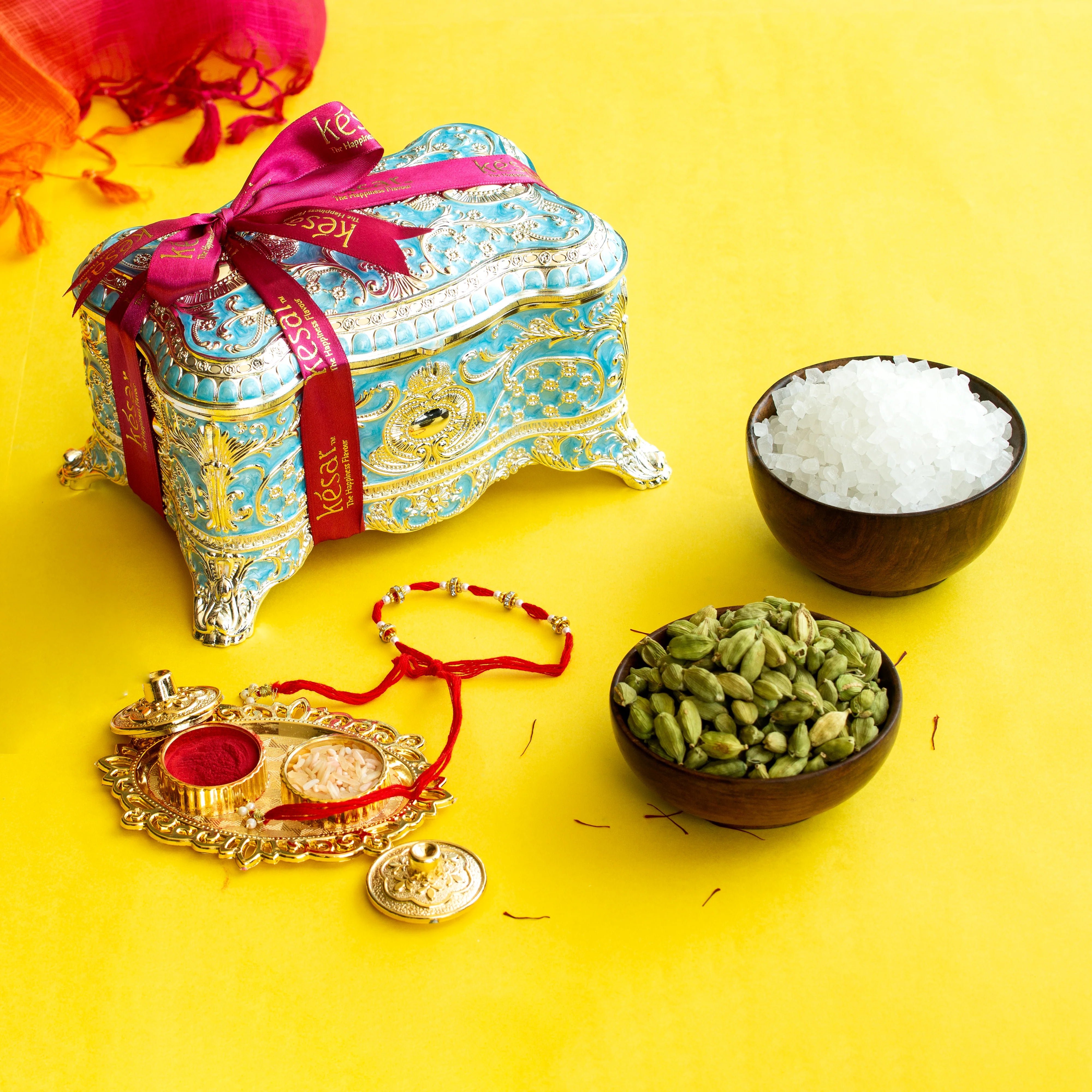 Kesar Sweets Imperial Rakhi Treasure with Bhaiya Bhabhi Rakhi