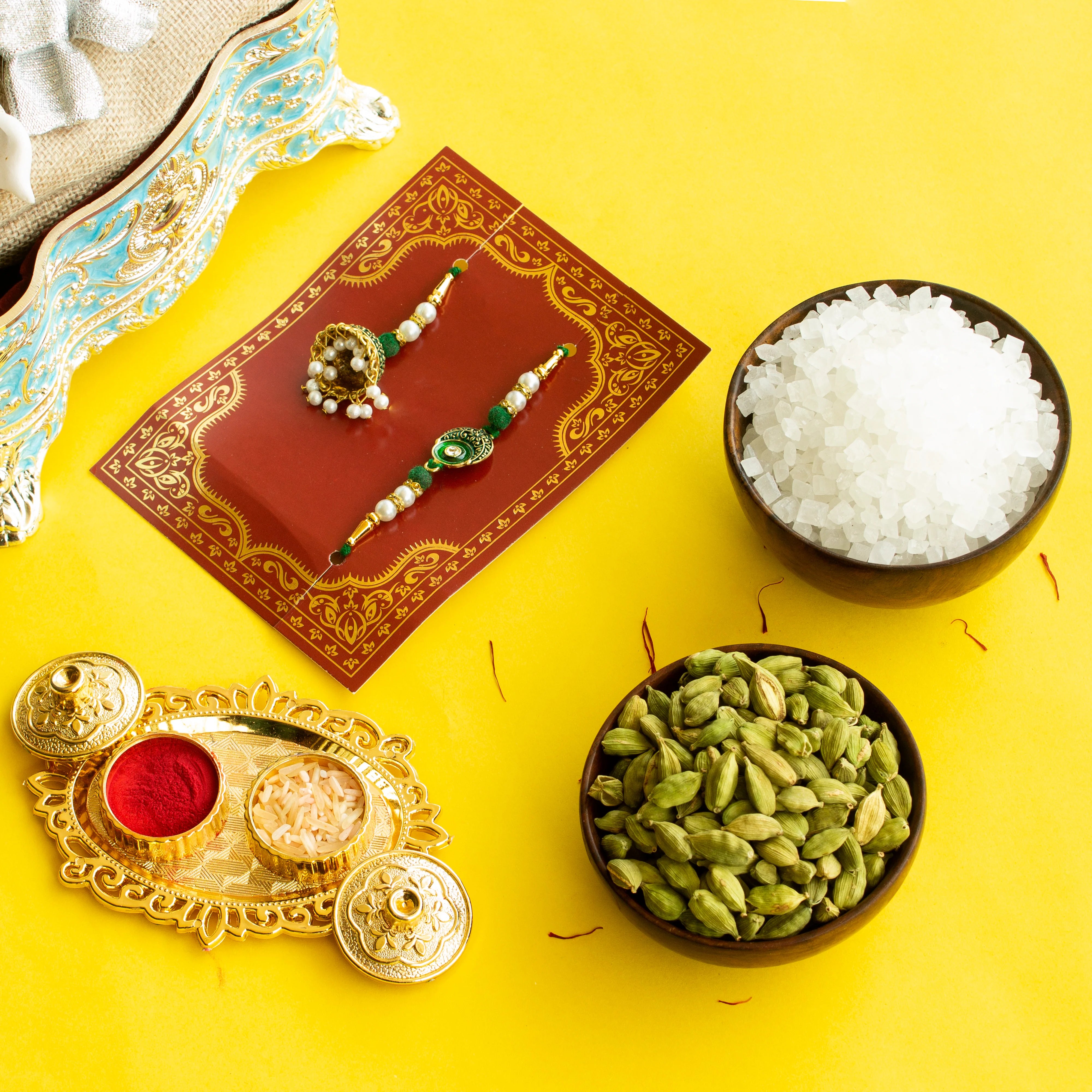 Kesar Sweets Imperial Rakhi Treasure with Bhaiya Bhabhi Rakhi