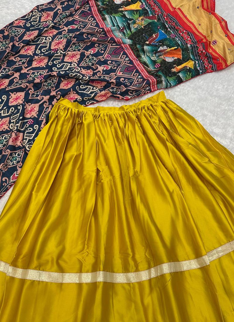 Pink & Yellow Slub Silk Lehenga Choli With Multi-Sequin Work | Ready To Wear