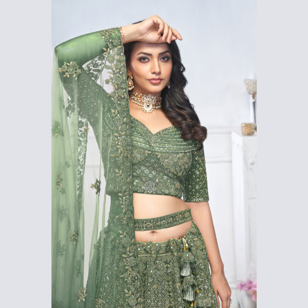 Graceful Green bridal wear lehenga | Ready To Wear | - India shopping