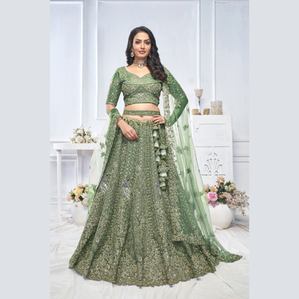 Graceful Green bridal wear lehenga | Ready To Wear | - India shopping
