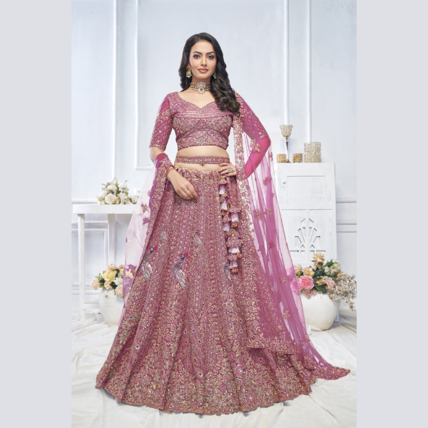 Graceful Onion bridal wear lehenga | Ready To Wear | - India shopping