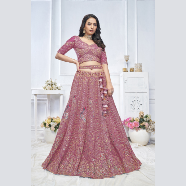 Graceful Onion bridal wear lehenga | Ready To Wear | - India shopping