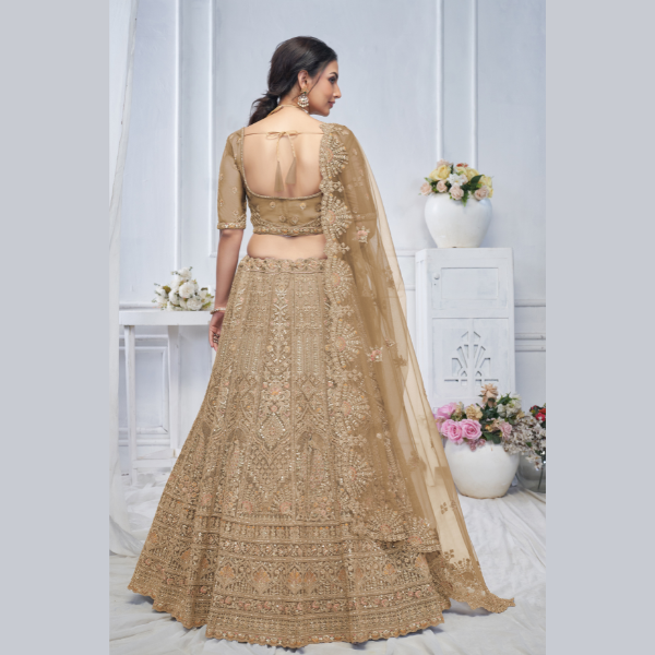 Royal Grandeur bridal Brown Lehenga with Paisley and Peacock Motifs & Heavy Embroidery | Ready To Wear | - India shopping