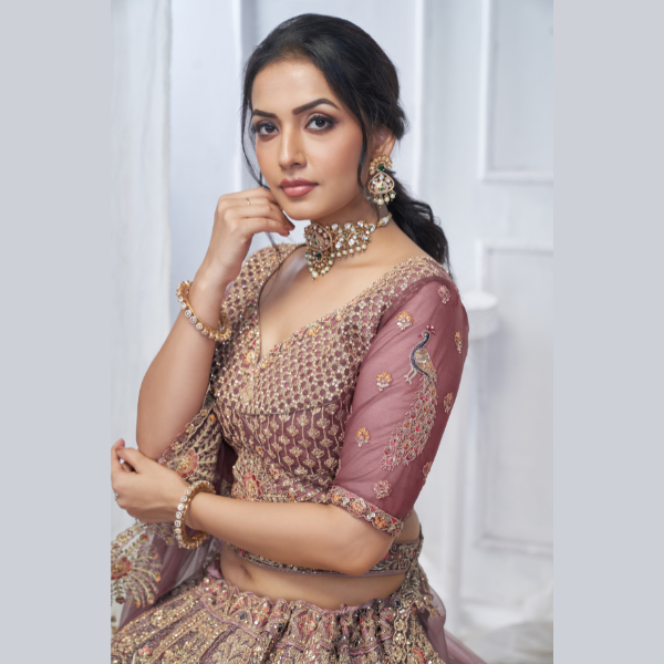 Royal Grandeur bridal Golden Lehenga with Paisley and Peacock Motifs & Heavy Embroidery | Ready To Wear | - India shopping