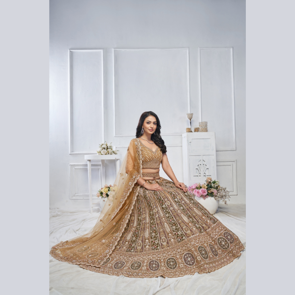 The Majestic Brown bridal lehenga | Ready To Wear | - India shopping