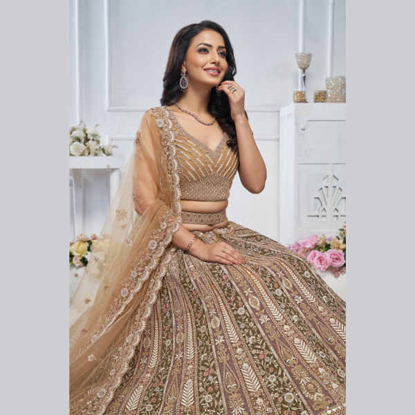 The Majestic Brown bridal lehenga | Ready To Wear | - India shopping