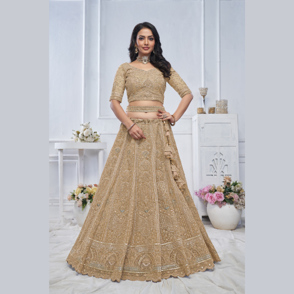 Golden Embroidered Bridal lehenga | Ready To Wear | - India shopping