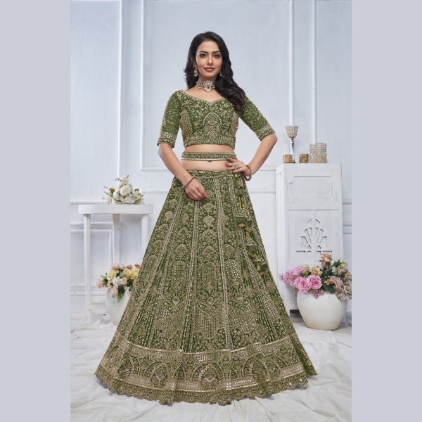 Peacock Green Embroidered Bridal lehenga | Ready To Wear | - India shopping