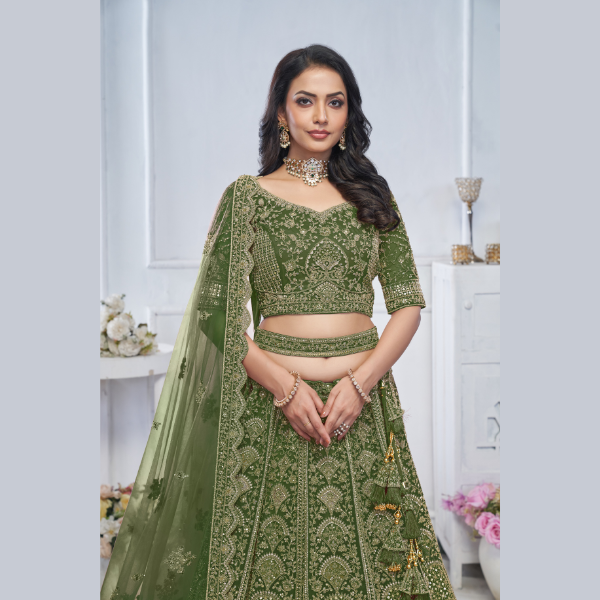 Peacock Green Embroidered Bridal lehenga | Ready To Wear | - India shopping