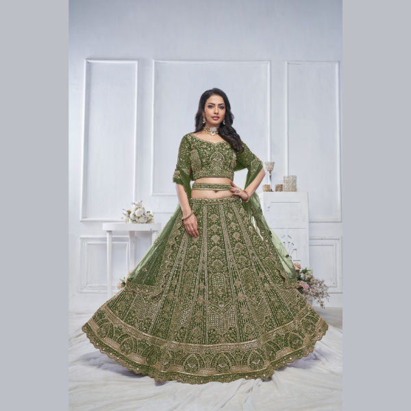 Peacock Green Embroidered Bridal lehenga | Ready To Wear | - India shopping