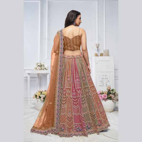 Majestic Musatrd Zari Weaving Net Lehenga Choli With Dupatta | Ready To Wear | - India shopping