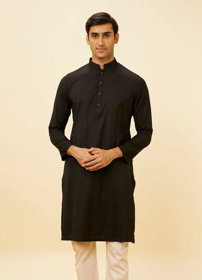 Manyawar Midnight Black Classic Kurta Set - India shopping