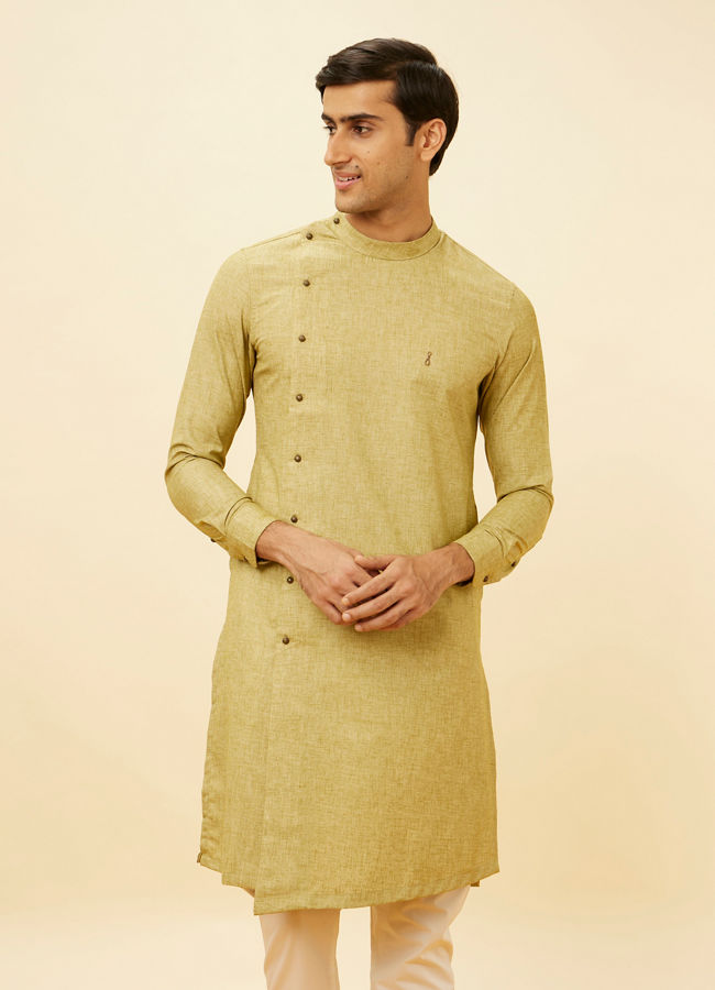 Manyawar Sage Green Angrakha Style Kurta Set - India shopping