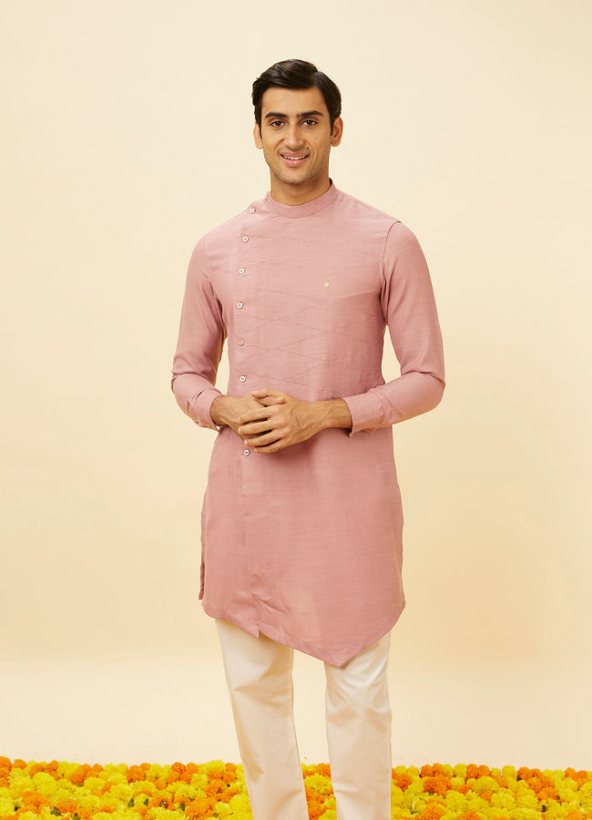 Manyawar Quartz Pink Angrakha Kurta Set - India shopping