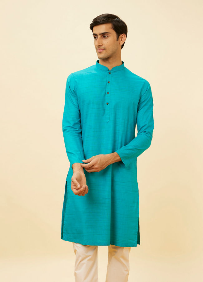 Manyawar Aqua Green Classic Kurta Set - India shopping