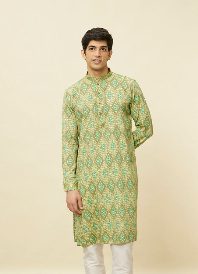 Manyawar Vibrant Green Sequined Kurta - India shopping