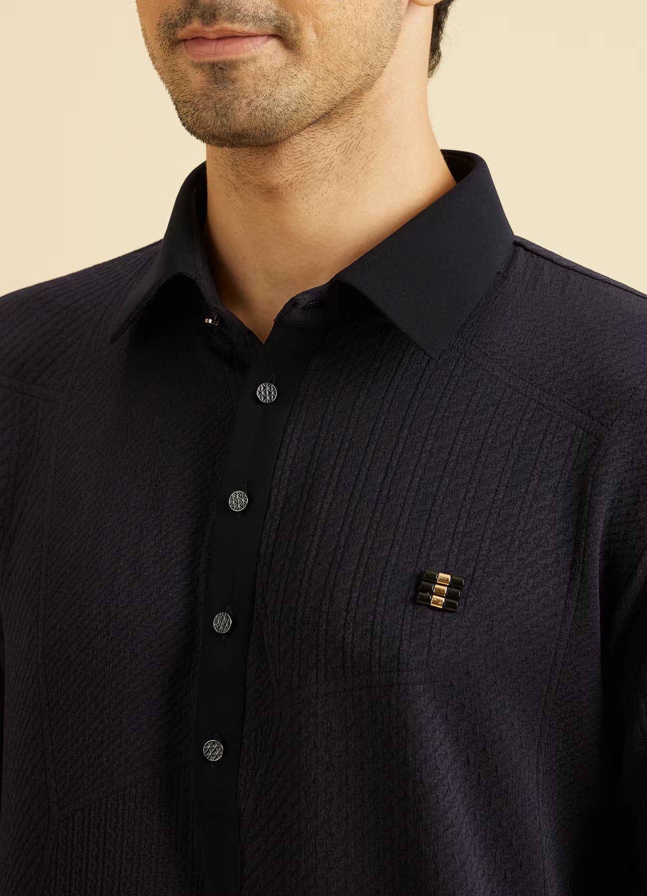 Manyavar Elegant Dark Blue Kurta | Ready To Wear