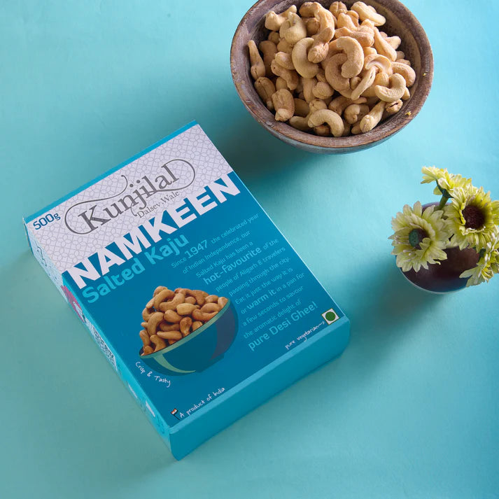 Kunjilal Dalsev Wale Kaju Salted - 500 gms| Made in Desi Ghee | No Palm Oil