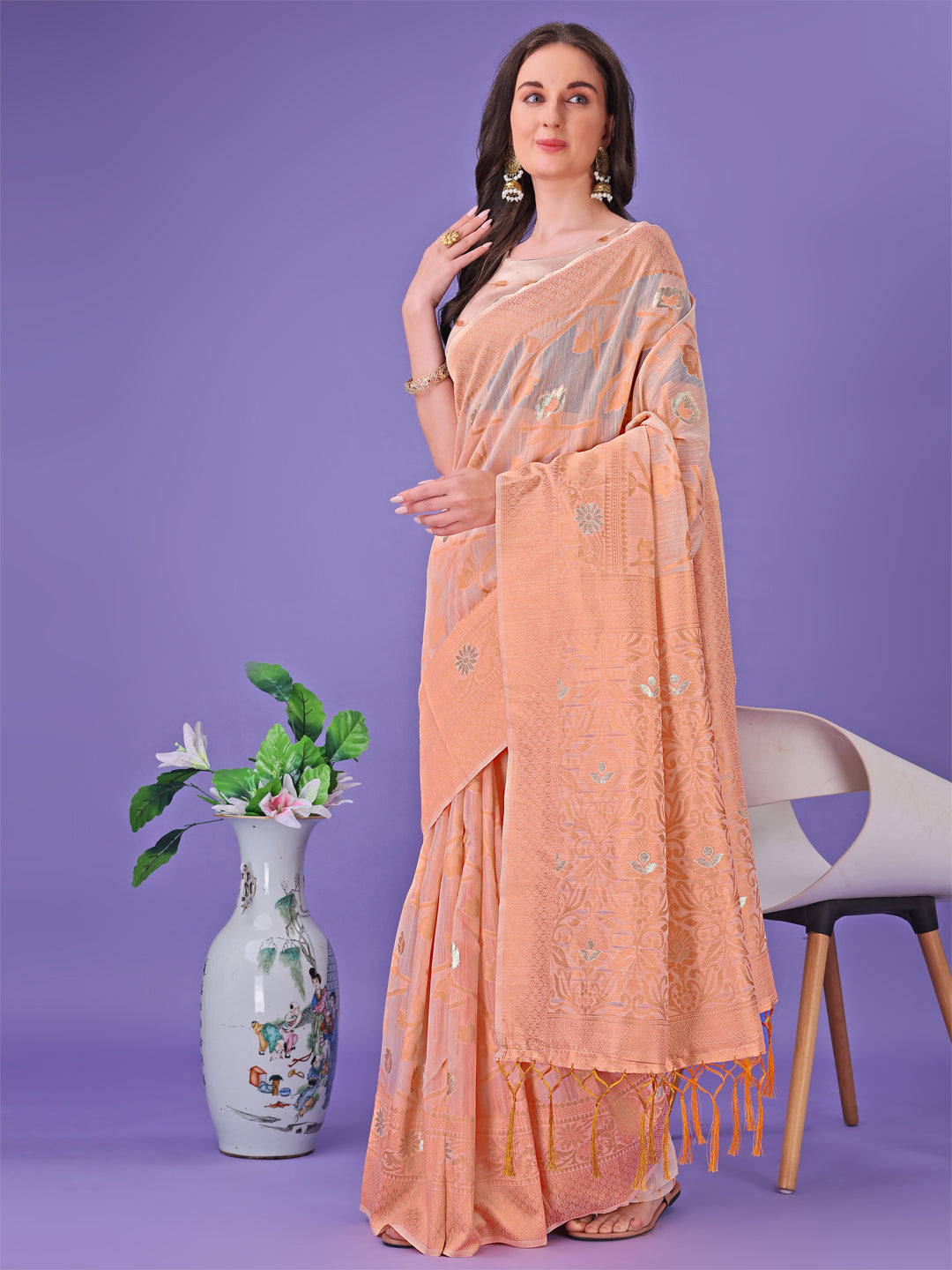 Kora Kriti: Raw Elegance Linen Cotton Classic Saree Collection| Ready To Wear SKU-ASCOT2001 to 06