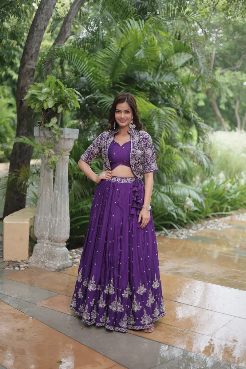 Wedding Party Lehenga Choli With Embroidered Sequin Work | Ready To Wear