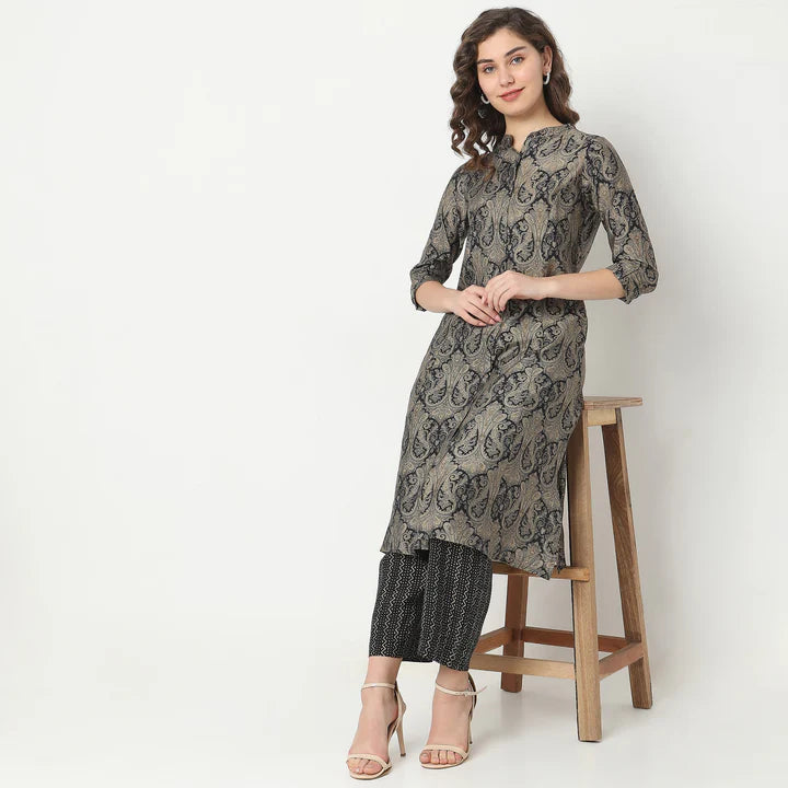 Regular Fit Printed Kurta with Pant Set | Ready To Wear