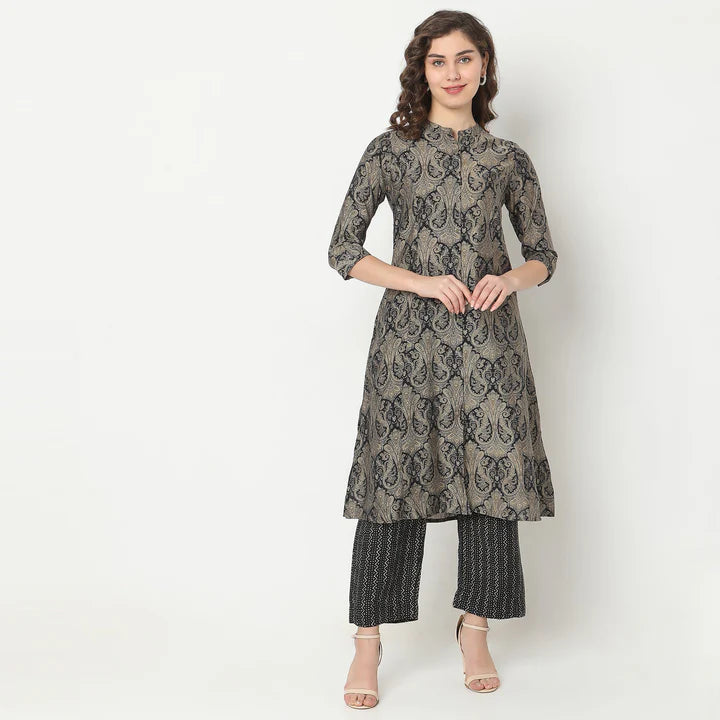 Regular Fit Printed Kurta with Pant Set | Ready To Wear