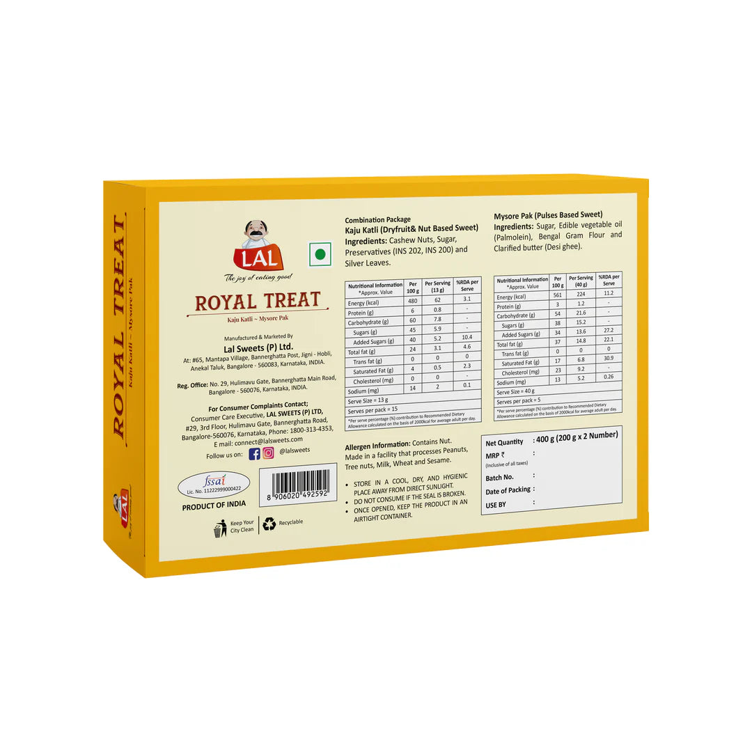Lal Sweets Lal Royal Treat 400 gms - India shopping