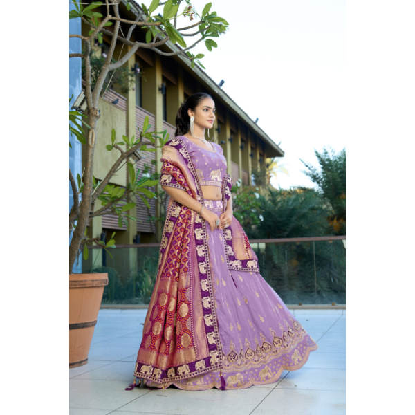 Lavender Aura | Viscose Lehenga Set with Gotapatti & Moti Work – Ready To Wear| Code-5046