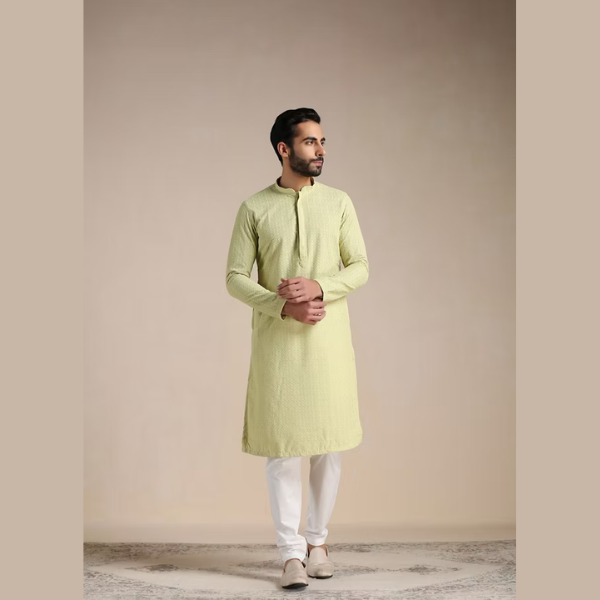 Manyawar Chikankari Jaal Patterned Kurta Set - India shopping
