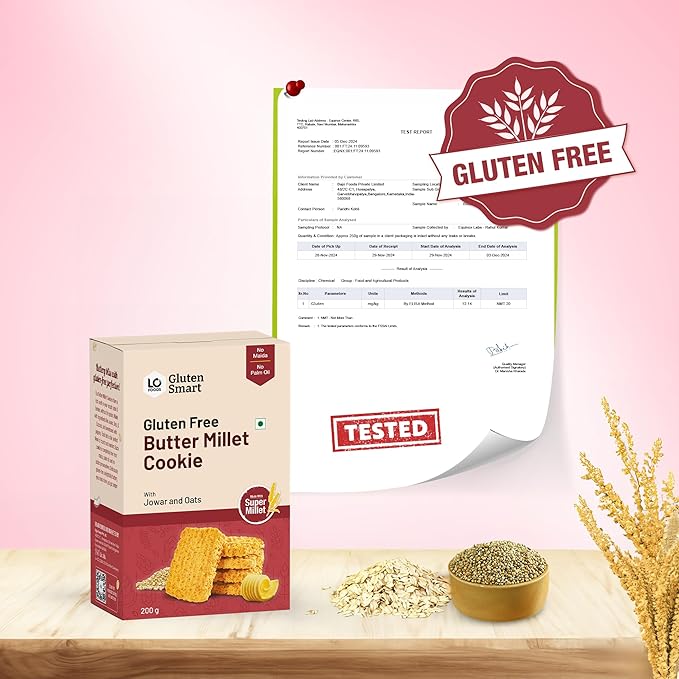 Lo! Foods Gluten Free Butter Millet Cookies Biscuit| 200 gms