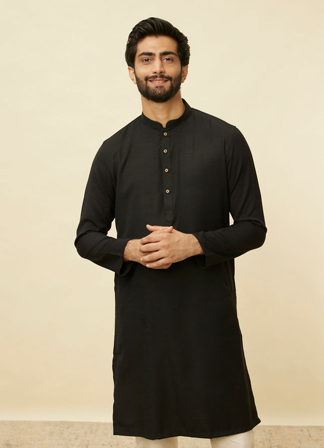 Manyawar Kohl Black Classic Kurta - India shopping