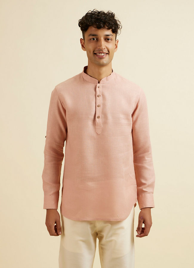 Manyawar Rose Pink Classic Short Kurta - India shopping