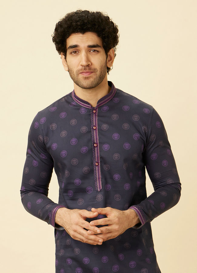 Manyawar Violet Black Panther Kurta Set - India shopping