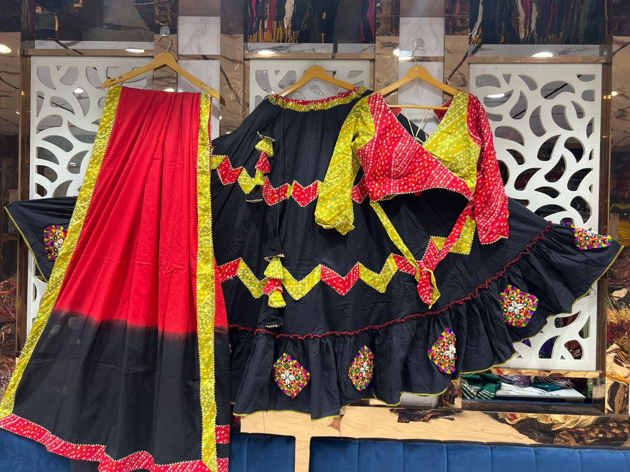 Single Colour Double Colour Bandhni Touch Chaniya Choli | Ready To Wear - India shopping