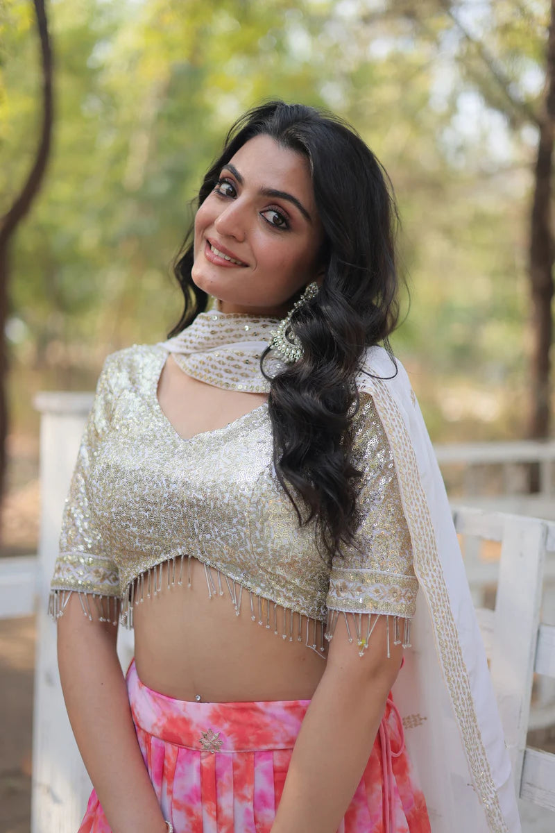 Georgette Lehenga Choli With Digital Printed Work | Ready To Wear