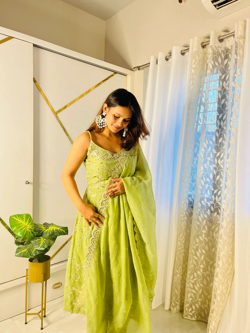 Designer Anarkali Suit With Embroidery Work | Ready To Wear