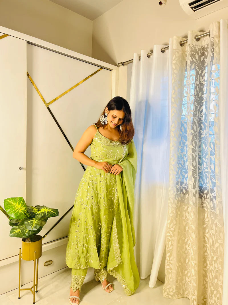 Designer Anarkali Suit With Embroidery Work | Ready To Wear