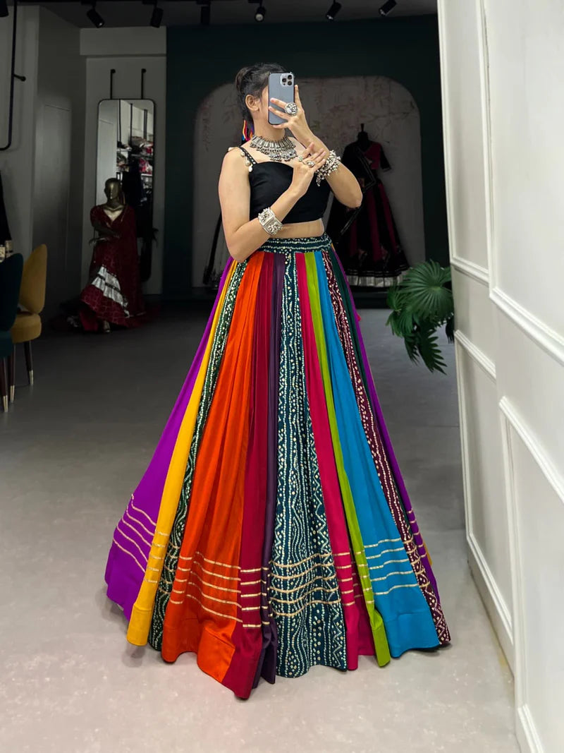 Multi Color Lehenga Choli With Printed Work | Ready To Wear