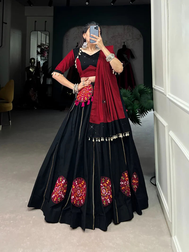 Navratri Ready Black Color Chaniya Choli With Plain Work | Ready To Wear