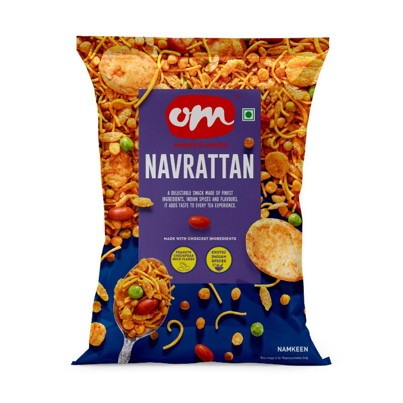 Om Sweets & Snacks Navrattan Mixture - 400 Gms - India shopping