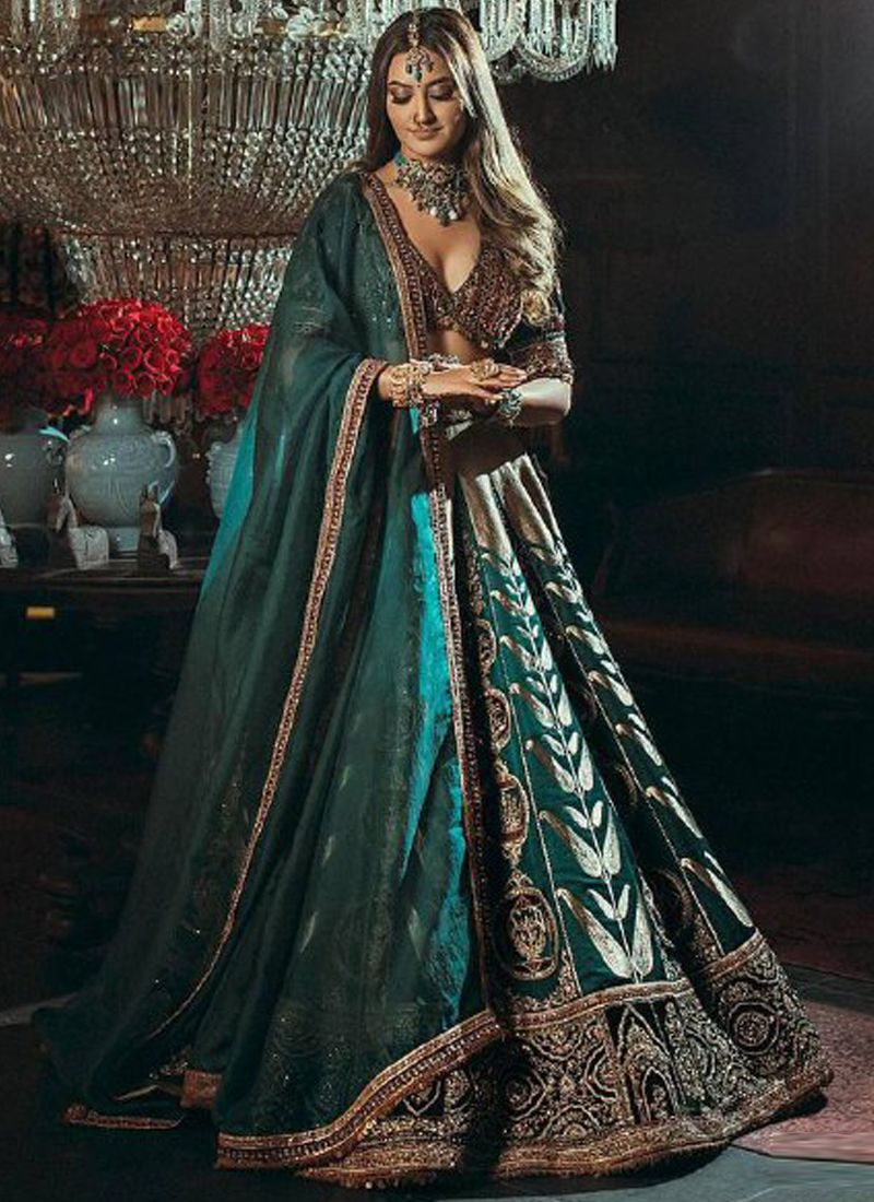 Maroon Velvet & Rama Mulmul Silk Lehenga Choli Sequin Work | Ready To Wear