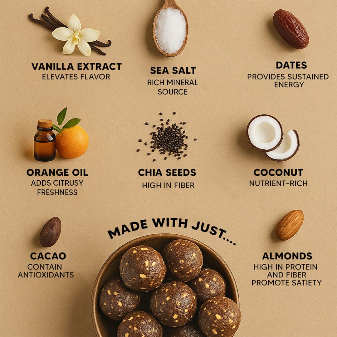 Eat Better Co Orange Chocolate Laddoos - No Added Sugar | Dates, Dry Fruits & Nuts Laddoo - 200 gms