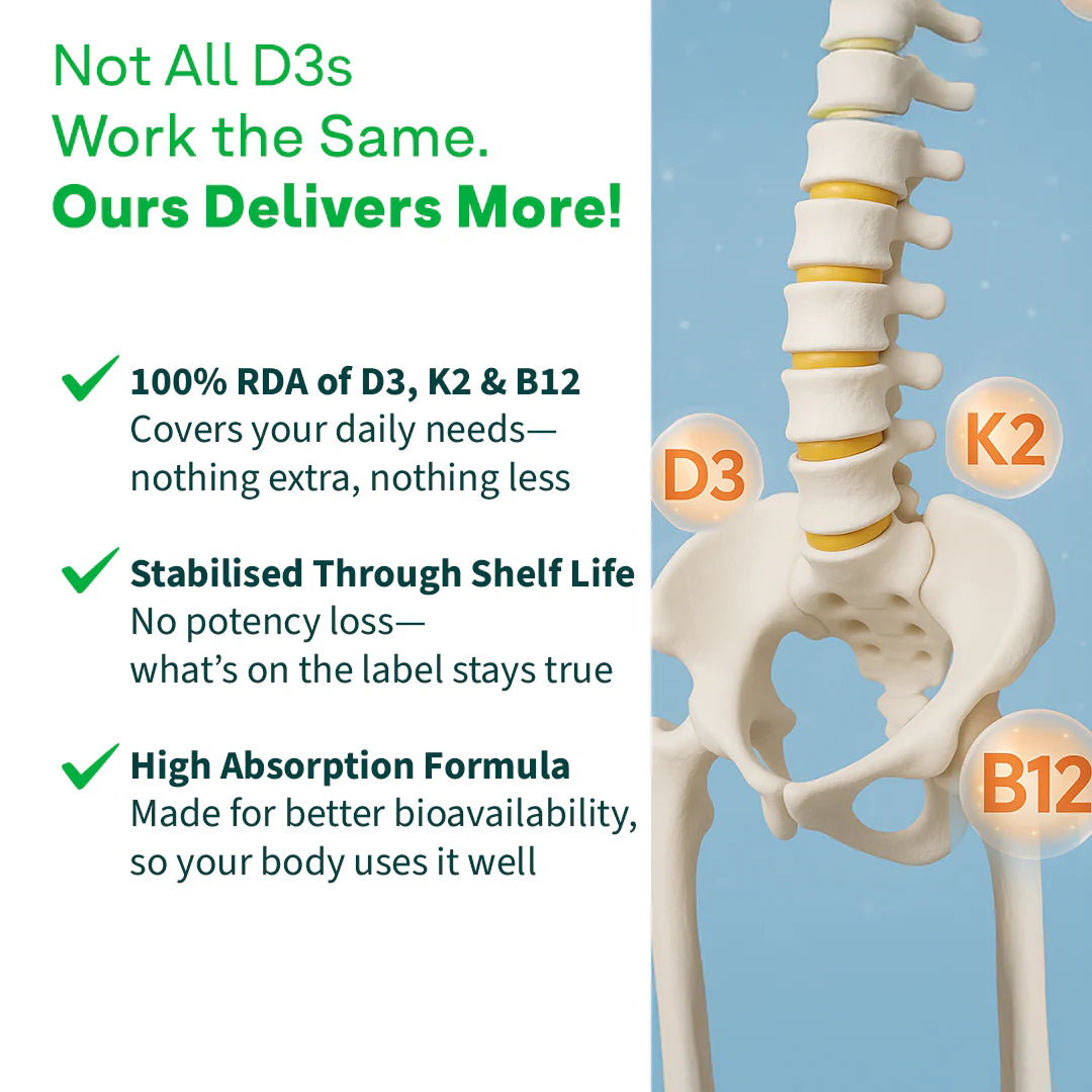 Oziva Vitamin D3, K2 & B12 - 90 Tablets