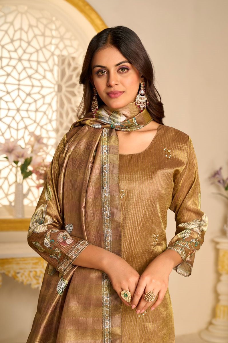 Pure Heavy German 3-Piece Suit Set: Kurta, Bottom & Dupatta | Ready To Wear |Heavy Hand Work