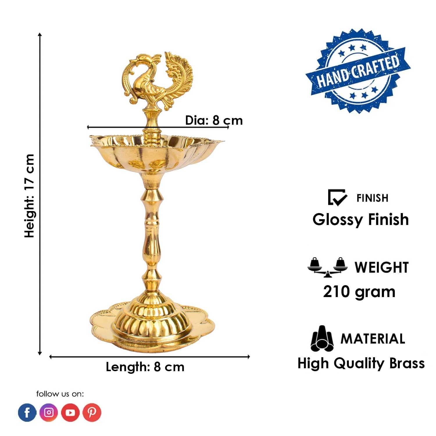 Peacock Kerala Brass Flower Stand Diya – Set of 2