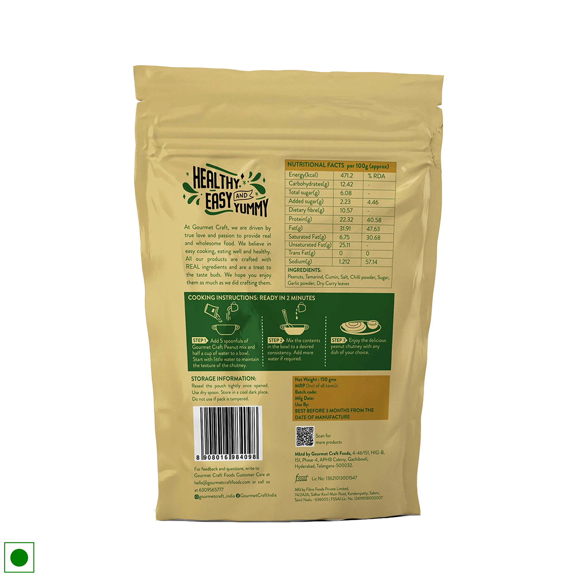 Gourmet Craft Millet Idli Mix & Instant Peanut Chutney Combo (250gm and 150gm)