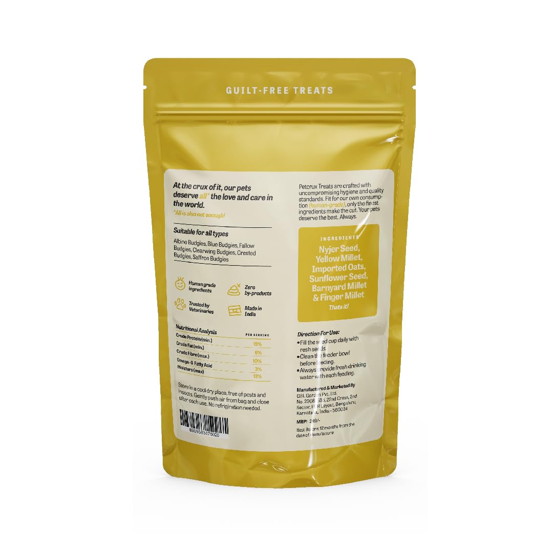 Petcrux Premium Mixed Seeds Bird Food – 6 Grain & Seed Blend, 100% Natural & Additive-Free Feed for All Birds (1 kg)