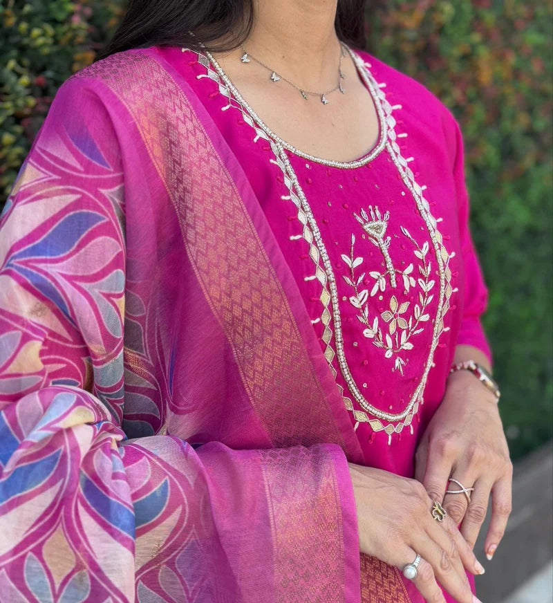 Traditional Kurta Dupatta Set With Hand Work | Ready To Wear